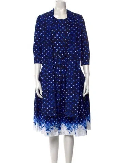 Pre-owned Samantha Sung Tie-dye Print Midi Length Dress W/ Tags In Blue