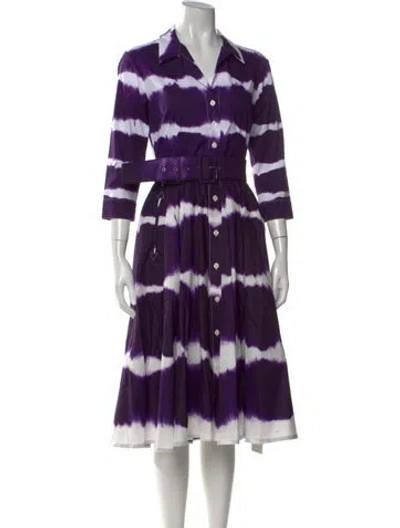 Pre-owned Samantha Sung Tie-dye Print Midi Length Dress W/ Tags In Purple