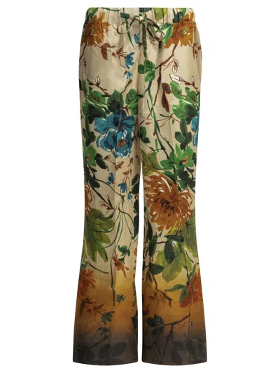Samantha Sung Floral-print Silk Trousers In Multi