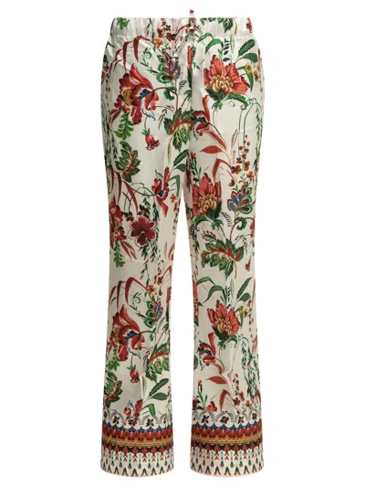 Samantha Sung Floral-print Silk Trousers In White