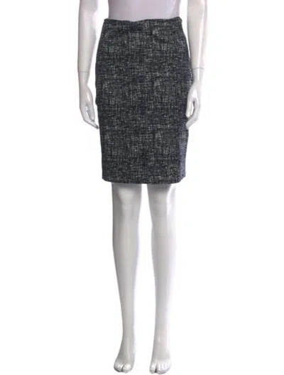 Pre-owned Samantha Sung Tweed Pattern Knee-length Skirt In Blue