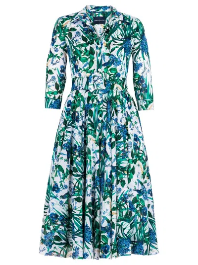 Samantha Sung Vintage Iris-print Aster Midi Dress Clothing In Blue
