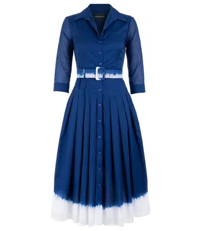 Samantha Sung White Border Tie Dye Audrey Dress #4 Long Dress In Blue
