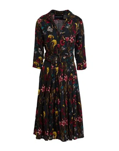Samantha Sung Woman Midi Dress Black Size 12 Cotton In Multi