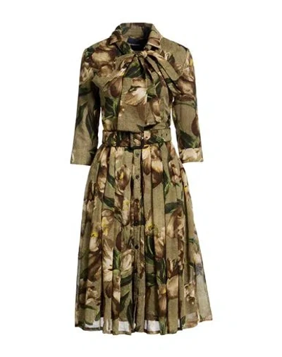 Samantha Sung Woman Midi Dress Military Green Size 10 Wool