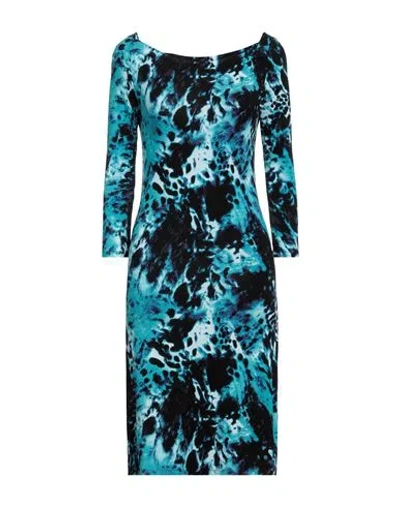 Samantha Sung Woman Midi Dress Turquoise Size 2 Cotton In Blue