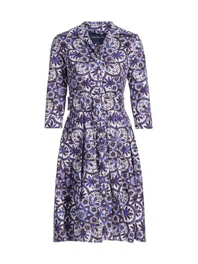 Samantha Sung Women's Audrey Marakesh Tile Cotton Shirtdress In Multi