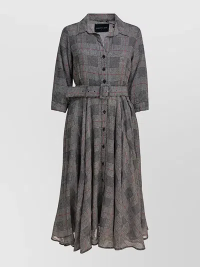 Samantha Sung Wool Check Midi Dress