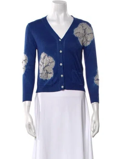 Pre-owned Samantha Sung Wool Floral Print Sweater W/ Tags In Gray