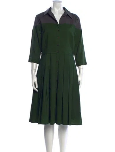 Pre-owned Samantha Sung Wool Knee-length Dress In Green