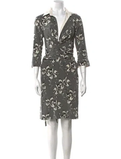 Pre-owned Samantha Sung Wool Knee-length Dress W/ Tags In Gray