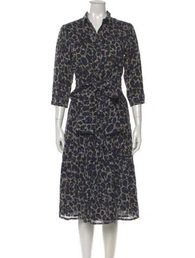 Pre-owned Samantha Sung Wool Midi Length Dress In Blue
