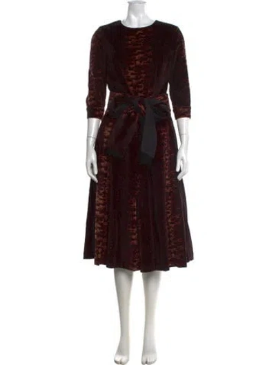 Pre-owned Samantha Sung Wool Midi Length Dress In Brown