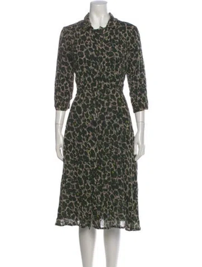 Pre-owned Samantha Sung Wool Midi Length Dress In Green