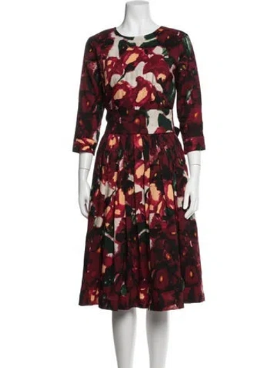 Pre-owned Samantha Sung Wool Midi Length Dress In Red