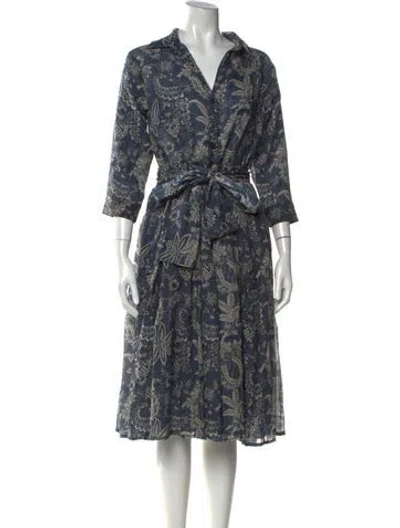Pre-owned Samantha Sung Wool Midi Length Dress W/ Tags In Blue