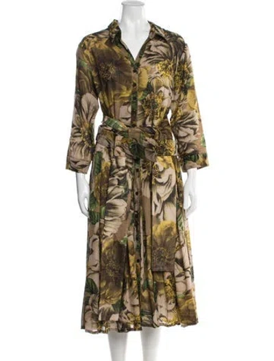 Pre-owned Samantha Sung Wool Midi Length Dress W/ Tags In Multi