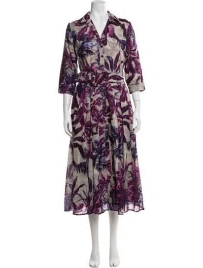 Pre-owned Samantha Sung Wool Midi Length Dress W/ Tags In Purple