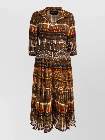 Samantha Sung Wool Plaid Midi Dress In Brown