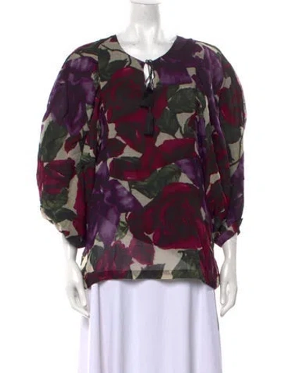Pre-owned Samantha Sung Wool Printed Blouse In Purple