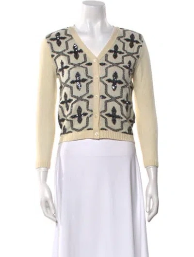 Pre-owned Samantha Sung Wool Printed Sweater W/ Tags In Gray