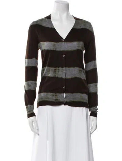 Pre-owned Samantha Sung Wool Striped Sweater W/ Tags In Brown