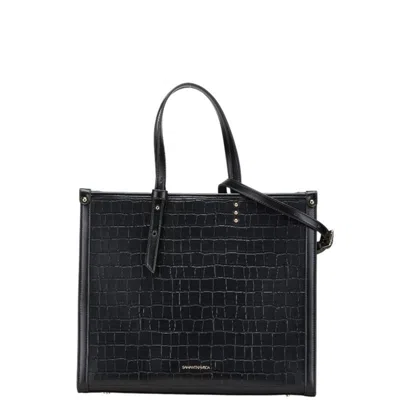 Pre-owned Samantha Vega Black Faux Leather Shoulder Bag Tote Bag ()