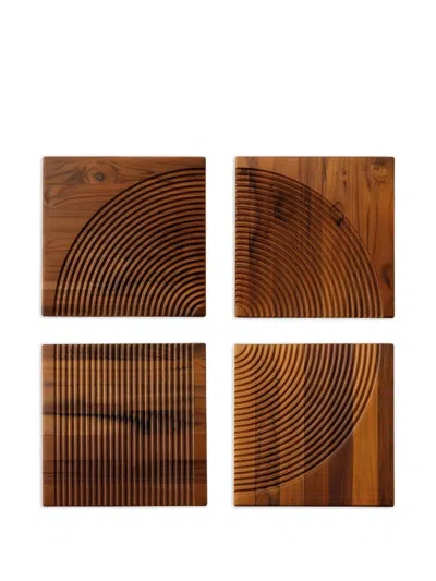 Sambonet Grooved Teak Chopping Board Set (set Of Four) In Brown