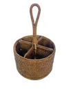 Sambonet Rattan Four-section Caddy In Brown