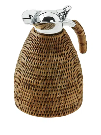 Sambonet Rattan-weave Chrome-top Vacuum Jug In Brown