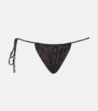 Same Beaded Printed Bikini Bottoms In Brown