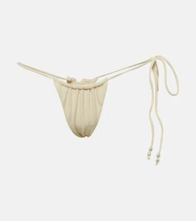 Same Beaded String Bikini Bottoms In White
