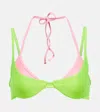 Same Double Layer Bikini Top In Green Pink