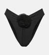 Same Floral-appliqué High-rise Bikini Bottoms In Schwarz