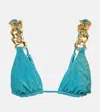 Same Gold Chain Triangle Bikini Top In Green