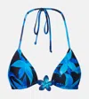 Same Island Floral-appliqué Bikini Top In Blue