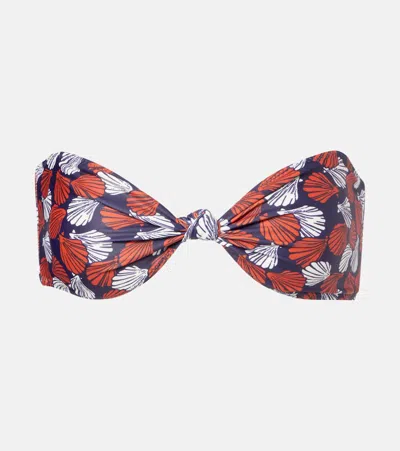 Same Knotted Printed Bandeau Bikini Top In Blue
