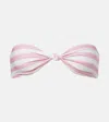 Same Knotted Striped Bandeau Bikini Top In Pink