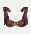 Same Lady Polka-dot Bikini Top In Brown