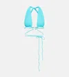 Same Pierced Wrap Bikini Top In Aqua