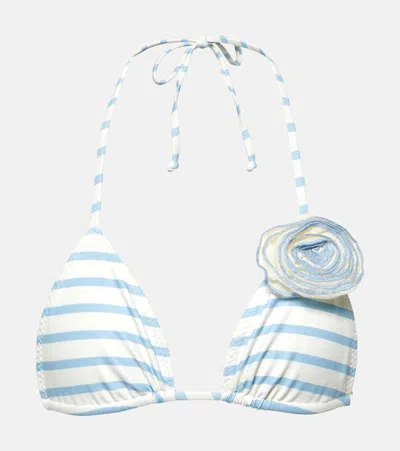 Same Rose Floral-appliqué Bikini Top In Blue