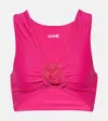 Same Rose Floral-appliqué Bikini Top In Pink