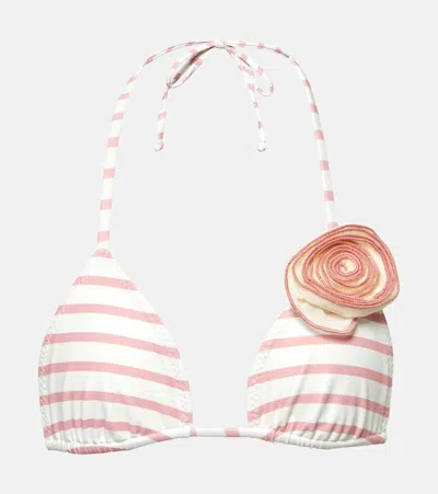 Same Rose Floral-appliqué Bikini Top In Pink
