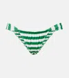Same Ruched Striped Bikini Bottoms In Green