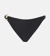 Same Spiral Low-rise Bikini Bottoms In Faux Suede Black