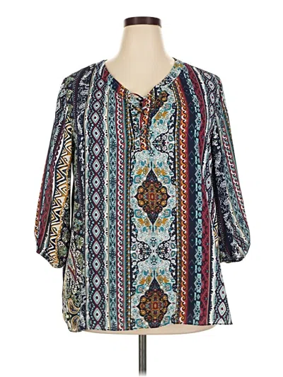 Pre-owned Sami & Jo 3/4 Sleeve Blouse In Blue