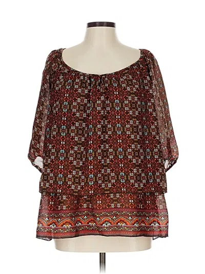 Pre-owned Sami & Jo 3/4 Sleeve Blouse In Brown