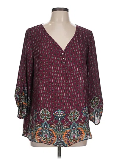 Pre-owned Sami & Jo 3/4 Sleeve Blouse In Burgundy
