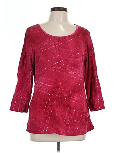 Pre-owned Sami & Jo 3/4 Sleeve Top Pink Square Neckline Tops