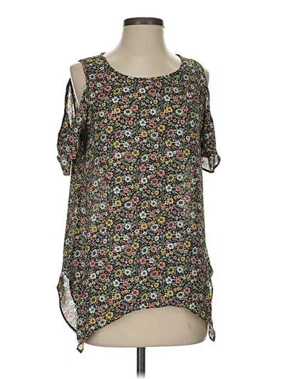 Pre-owned Sami & Jo Short Sleeve Blouse In Black